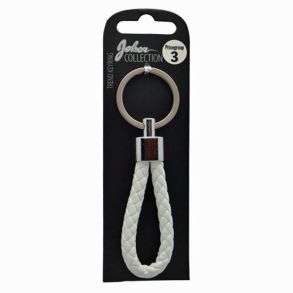N�glering - Flettet l�derlook (Hvid) - 1 stk.