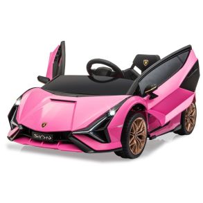 Elbil til b�rn - Lamborghini Si�n Lyser�d - Med fjernbetjening, lys, display & 4x4