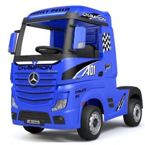 El-Lastbil til b�rn - Mercedes Actros Lastbil Bl� - Med fjernbetjening, lys, lyd & 4x4