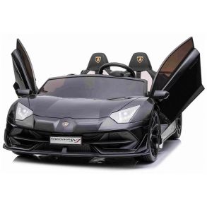 Elbil til b�rn - Lamborghini Aventador SVJ Sort - Med fjernbetjening, lys, display & Drift funktion 