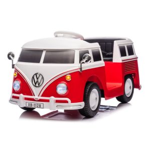 Elbil til b�rn - VW T1 Retro Bus R�d - Med fjernbetjening, lys, lyd & musik