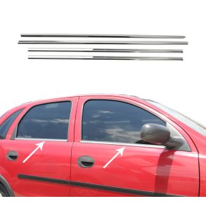 RUDELISTER KROM - Opel Corsa C Hatchback 2000-> 2006 - ANTAL 4 STK