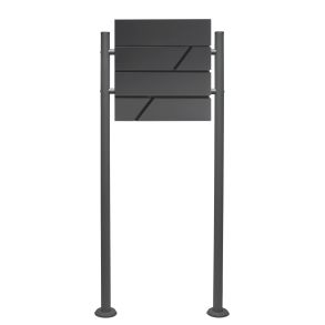 Postkasse med stativ Antracitgr - Galvaniseret stl - 370x105x370 mm (inkl. 2 ngler)