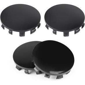 Centerkapsler til Aluflge - Sort ABS Plast Med Kant - Dia. 53/56 mm - 4 stk