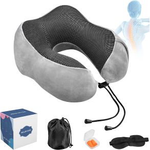 Nakkepude Med Memory foam & Sovemaske - Travel Neck Pillow Kit - Unisex