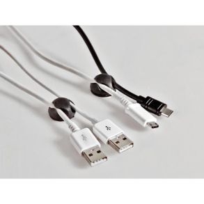 Kabelholder s�t - Selvkl�bende kabel organizer - Rund Sort 5 stk.