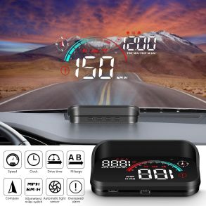 Head Up display USB+GPS - Med Visning P Bilens Forrude - Hastighed / krselsretning / trthedsalarm