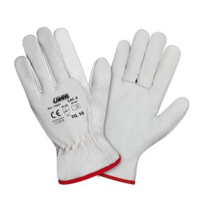 Arbejdshandsker i gte Lder - Hvid CE Godkendt - Str. 10