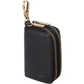 Ngleringspung I Premium Lder - Sort Matador - Med 2 Lommer