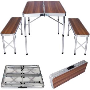 Sammenklappeligt Picnicbord & 2 Bnke - Aluminium Trlook M/ Plads til 4 Personer 