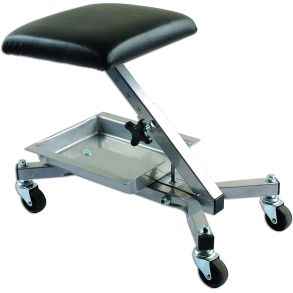 Montrstol  med polstret sde & hjul - Hjdejustering 300-390 mm - Maks. belastning 120 kg