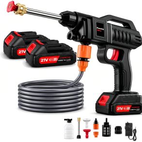 Wireless pressure washer with 2x battery 60 bar - Ergonomic design - Complete set incl. accessories