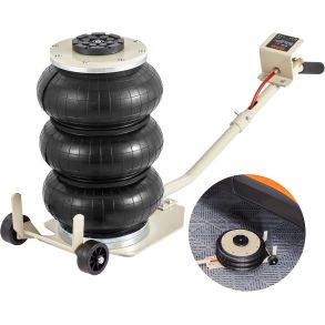 Donkraft Pneumatisk 3000 kg - Luftdonkraft med 3 luftpuder, hjul & langt h�ndtag - L�fteh�jde 140-400 cm