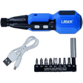 Elektrisk skruetrkker 3,6V Genopladelig med LED lys - Laser Tools 7985 -  Styrke 3-15 Nm