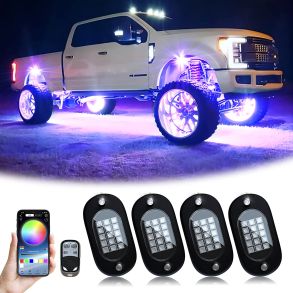 LED Undervognslys til bilen 12V Kit - RGB LED Styling Lights - 4 stk lygter 