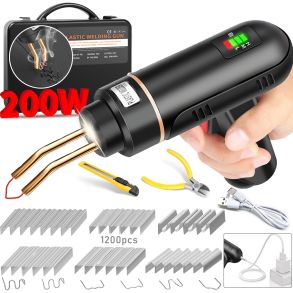 Plastik Svejsepistol Genopladelig 200W - Inkl. 1200 clips & Tilbehr - Trdls