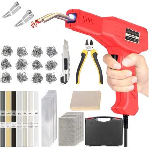 Plastik Svejsepistol Kit 220V / 220W - Inkl. 800 clips & Tilbehr - 2-I-1