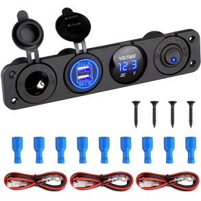 Strmudtag panel Universal 12V-24V - Strmudtag / 2x USB / Voltmeter / On/Off Afbryder 