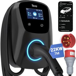 Oplader til elbil Type 2 Vgmontering - Tera W01 EV Charger med app - 11-22kW (7 meter kabel)