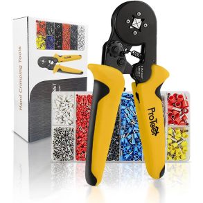 Krympetang / kabelskotang st - Med 1200 Ferrules Kabelsko - hj kvalitet AWG 23-7, 0.25-10 mm