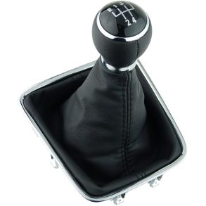 Gearknop & Gearmanchet 5-gear - Sort PU Lder - VW Golf V & VI / Jetta III / EOS