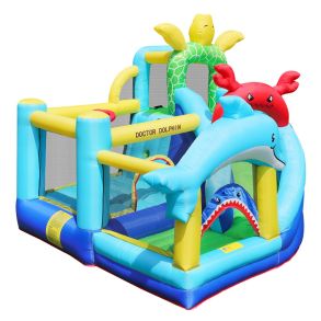 Hoppeborg inkl. 450W bl�ser - Doctor Dolphin Bouncer Sea Animals - 330x210x195 cm