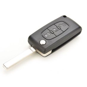 N�glehus - Peugeot - 3 Knaps Fjernbetjeningshus - M. batteriholder