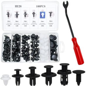 Clips sortiment til bil - Universal 101 dele - Leveres i Praktisk Opbevaringsboks