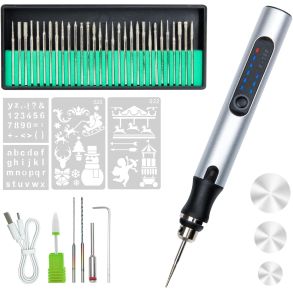 Indgraveringspen / multisliber 2-i-1 - USB-opladning & 30 minutters tr�dl�s brug - 3 hastigheder