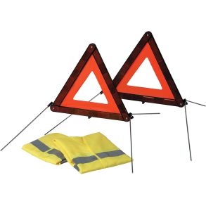Advarselstrekant & refleksvest kit - Inkl. taske til opbevaring - EN471 & E27 godkendt