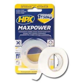 Dobbeltklbende Tape Klar - HPX MaxPower - L. 2 Meter x B. 19 MM