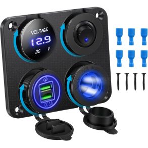 Strmudtag Panel 12V-24V Universal - 2x USB / Alm. Strmudtag / Voltmeter / On/Off Kontakt 