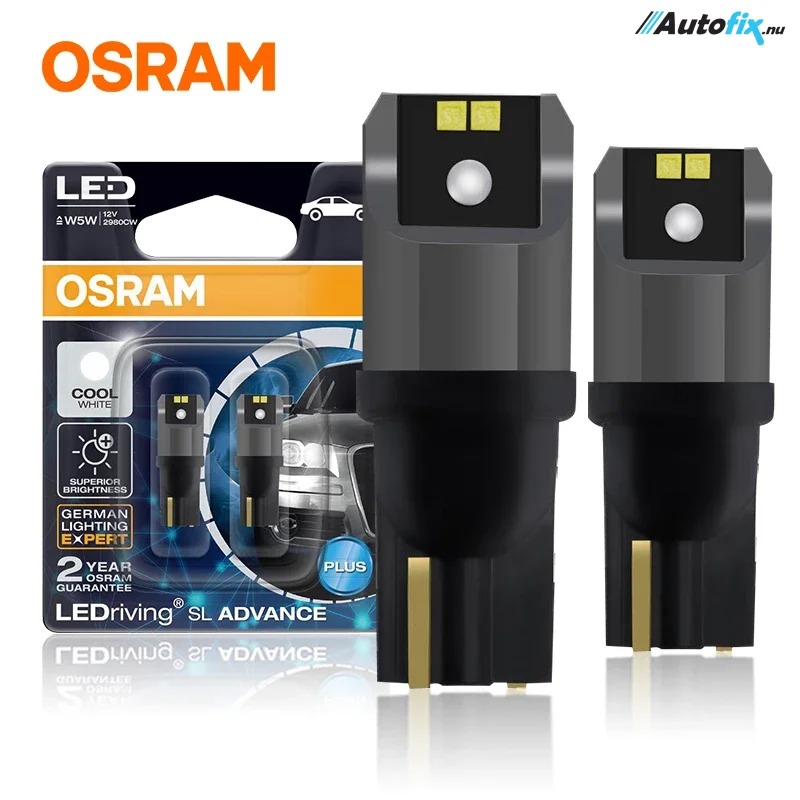 LED Positionspærer 12V T10 W5W - OSRAM LEDriving SL Advance 6000K Hvid - 2  Stk - LED Pærer -  ApS