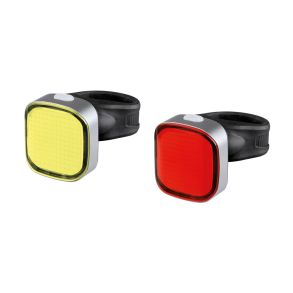 Cykellygte s�t LED - 65 lumen for & 20 lumen bag - USB genopladelig 