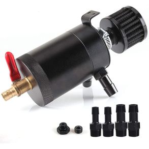 Oil Catch Tank Typ V - Sort Aluminium - Rund Universal