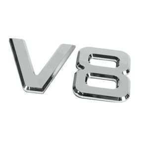 V8 emblem i krom - Selvkl�bende 92x210 mm - 3D effekt