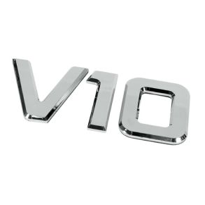 V10 emblem i krom - Selvkl�bende 92x210 mm - 3D effekt