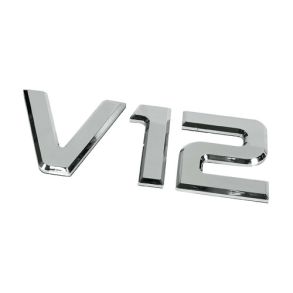 V12 emblem i krom - Selvkl�bende 92x210 mm - 3D effekt