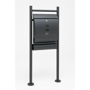 Postkasse med stativ antracitgr - Galvaniseret stl - 305x120x400 mm (inkl. 2 ngler)