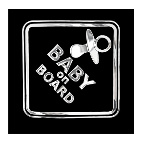 Selvklbende Sticker ''Baby On Board'' - Strrelse 70x70 mm