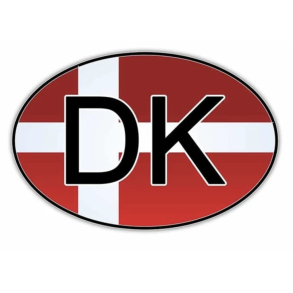 DK Skilt Dansk Flag - Selvklbende Vinyl Stickers - Ml 16x11 cm