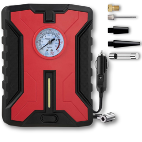 Luftkompressor med manometer 12V - 10 bar (150 PSI) - Inkl. 6 adapter