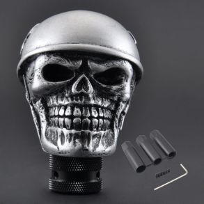 Gearknop Skelethoved Med Krigshjelm - Skull Slv & Sort - Universal