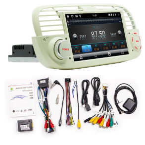 Autoradio 7'' kit til Fiat 500 2007-2015 - CarvillZ FYT03 beige - Trdls Carplay & Android Auto