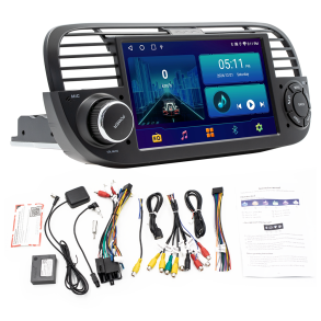 Autoradio 7'' kit til Fiat 500 2007-2015 - CarvillZ FYT03 Black - Trdls Carplay & Android Auto