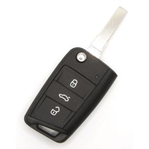 Nglehus - VW 3-knaps Fjernbetjeningshus - M/ Fold-ud funktion (HU66 klinge)