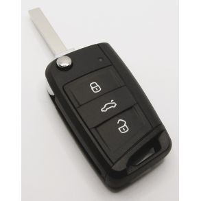 Nglehus - VW 3-knaps Fjernbetjeningshus - M/ Fold-ud funktion (HU162 klinge)