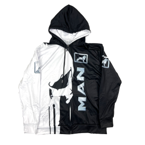 Man Hoodie - Hvid & Sort - Str. L-XL