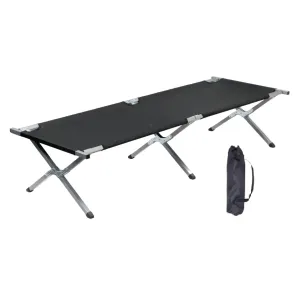 Campingseng sort 120 kg. - Foldbar 190x64�cm