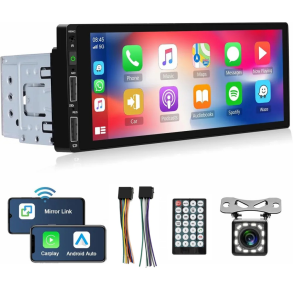 Autoradio 1DIN med 6,86'' skrm - CarvillZ 6288 med Apple Carplay & Android Auto - Inkl. bakkamera